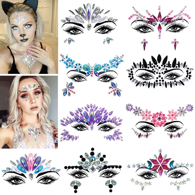3D Face Tattoo Stickers - FestiVibe